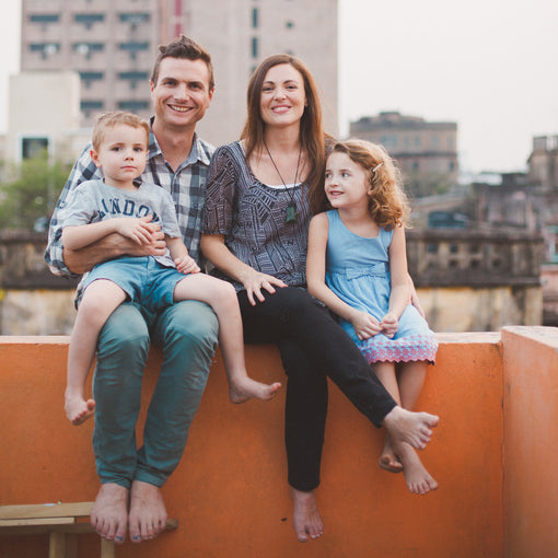 The founders of The Loyal Workshop, Paul and Sarah, with their two young children.